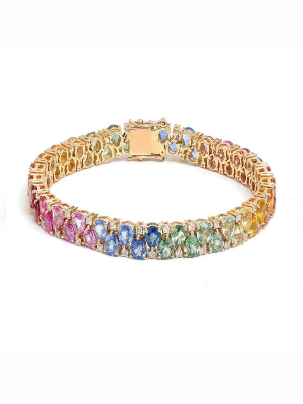 Multicolor Diamond 14K (18K Custom) Gold Tennis Bracelet